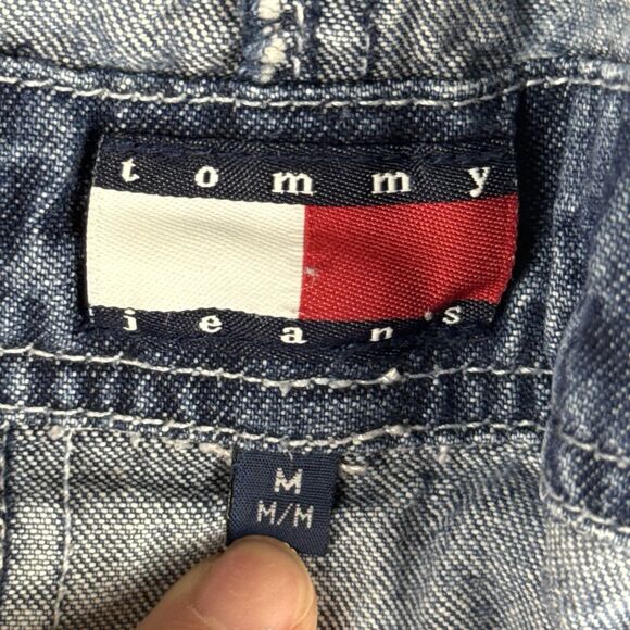 Vintage Tommy Hilfiger Overalls Size Medium Denim Hipster 90s Streetwear (Stains - Picture 14 of 14